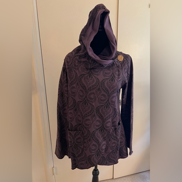 EUC Purple Paisley Cotton One Button Hooded Jacket - Picture 3 of 8